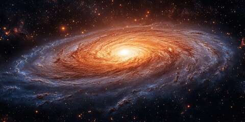 Wall Mural - vibrant spiral galaxy illuminated by a glowing core observed from the depths of space