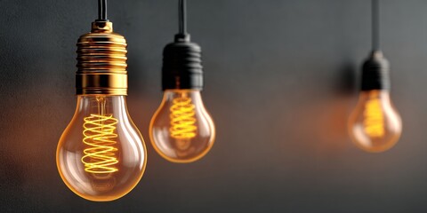 Poster - Vintage Style Edison Light Bulbs Retro Decor with Glowing Filament for Warm, Inviting Ambiance