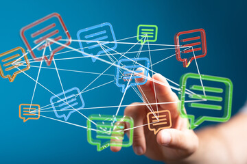 Aufkleber - Abstract image of interconnected speech bubbles, representing global communication and networking.