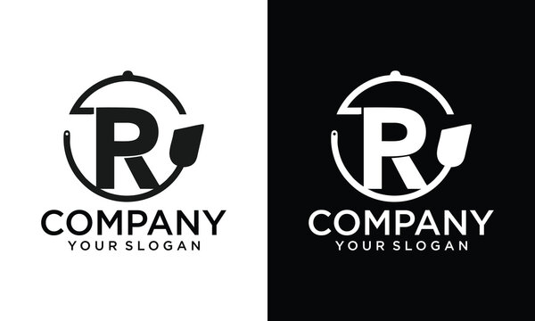 Creative letter R in circle frame flower leaves nature logo design for nature or beauty business