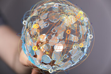 Aufkleber - Abstract image of a global network, representing digital connections and communication.