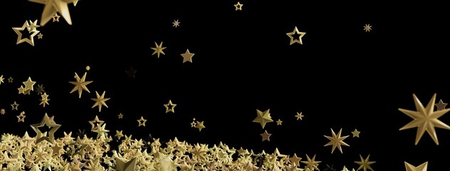 Aufkleber - Elegant background with gold stars falling on a black background. Perfect for celebrations and festive designs.