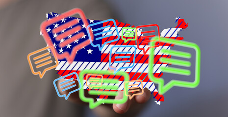 Aufkleber - Vibrant image depicting communication across the USA. Ideal for social media, news, and technology.