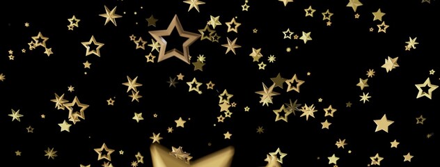 Aufkleber - Beautiful image of gold stars falling against a black backdrop. Perfect for celebration, luxury, or magical themes.
