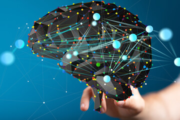 Leinwandbilder - Digital brain concept.  AI, neural networks, data connections.