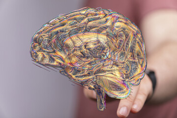 Leinwandbilder - Abstract image of a human brain, showcasing its complex neural pathways. Ideal for neuroscience, medicine, or AI concepts.