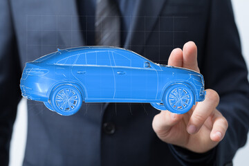 Poster - Modern car design concept.  Innovative technology and future of automobiles.