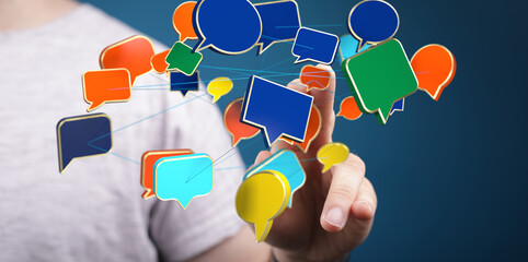 Aufkleber - Abstract image of interconnected speech bubbles, representing global communication and networking.