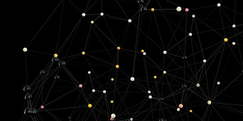 Aufkleber - Colorful spheres connected by lines, representing data flow or network.