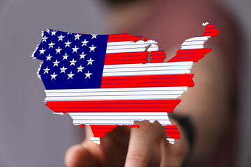 Poster - High-quality image of an American flag map. Perfect for Independence Day, patriotic designs, and more!