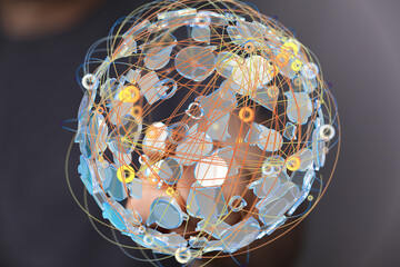 Aufkleber - Abstract image of a global network, showcasing interconnectedness and communication.