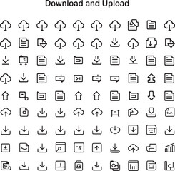 Poster - Collection of Download and Upload Icons: A Comprehensive Set of Symbols for Digital File Transfer
