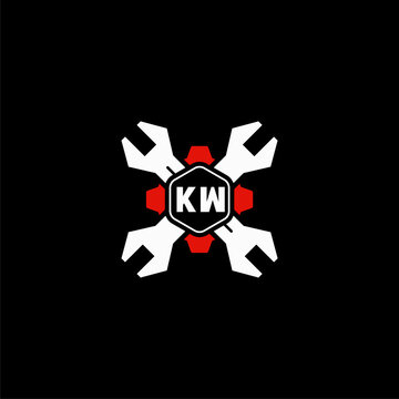 KW Initials Vektor Stok Otomotif Logo Design