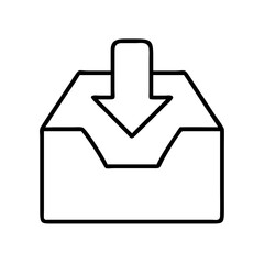 Poster - Download icon vector illustration: simple outline graphic for file transfer and data storage design needs