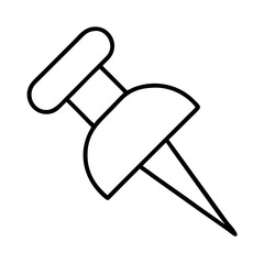 Poster - Outline drawing of a push pin for bulletin board notice board or office supply vector illustration