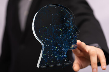 Poster - Abstract image of a digital brain, representing AI, neural networks, and technological advancements.