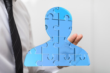 Poster - Recruitment, hiring, human resources, teamwork, puzzle, solution, strategy, success, business, people, employee, job, career, talent, search