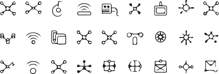 Fototapete - Collection of diverse hand-drawn icons representing various concepts and objects