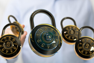 Aufkleber - High-quality image of combination locks, symbolizing data security, safety, and privacy.