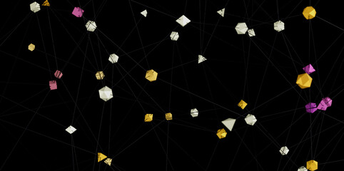 Aufkleber - Modern abstract background with interconnected polygons. Ideal for tech, network, and connection concepts.