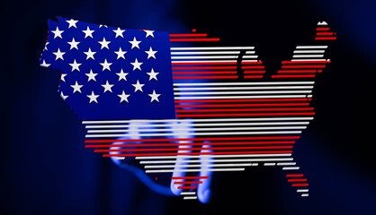 Poster - Patriotic digital art.  American flag map design. Perfect for Independence Day.