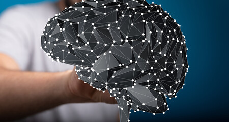 Aufkleber - Abstract brain model.  AI, neural network, technology concept.