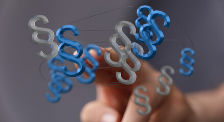 Poster - Abstract image of interconnected paragraph symbols, representing legal networks and digital law.