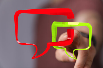 Poster - Abstract image of speech bubbles, ideal for communication, conversation, and feedback topics.