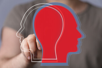 Poster - Abstract image depicting overlapping head silhouettes, symbolizing diverse viewpoints and understanding.