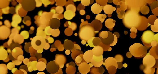 Aufkleber - Shimmering gold circles on black background. Perfect for luxury, celebration, and festive designs.