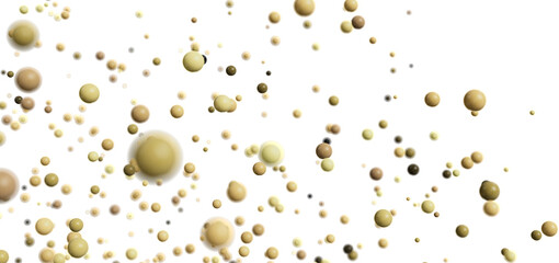 Poster - Beautiful abstract background image of floating beige and brown bubbles on a white backdrop.