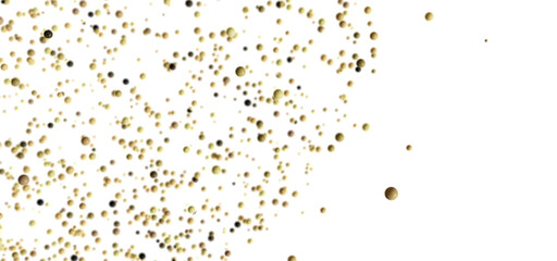Poster - Abstract background image featuring numerous golden and black spheres floating on a white backdrop.