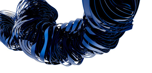Leinwandbilder - High-resolution image of an abstract blue, swirling 3D render perfect for backgrounds and design projects.