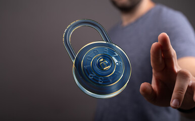 Aufkleber - Concept image of a digital combination lock, representing data security and online safety.