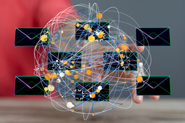 Aufkleber - Image depicts a network of emails, illustrating global communication and interconnectedness.