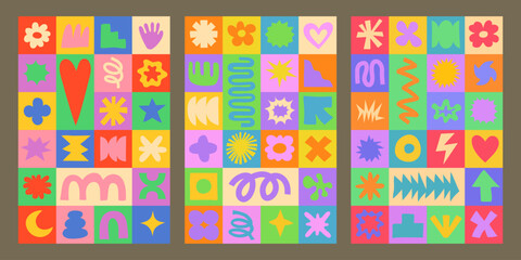 Aufkleber - Cool Cute Playful Patterns Collection Vector Design. Set Of Abstract Organic Funky Shapes Vector Design.