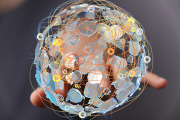 Leinwandbilder - Abstract image of a global network connection, representing digital communication and data flow.