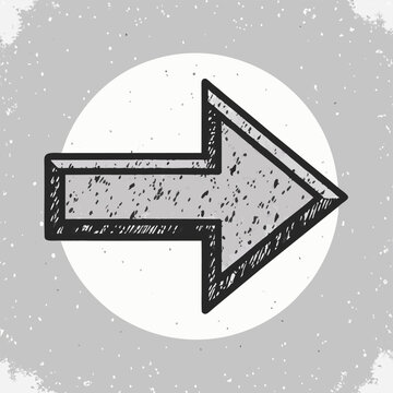 Vintage old grunge arrow right side vector black and white