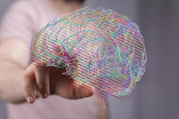 Fototapete - Digital illustration of a brain, representing neural networks and AI. Perfect for tech, science, and medicine.