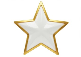 Fototapete - Illustration of a white star with a gold border, isolated on white background