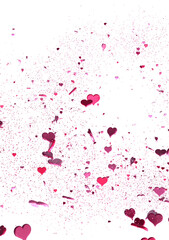 Poster - realistic isolated heart confetti on the transparent background for decoration and covering.