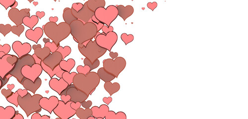 Aufkleber - Falling red and pink hearts isolated on transparent background. Valentine’s day design.