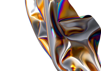 Fototapete - 3d fluid shapes with holographic effect