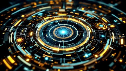Fototapete - Futuristic digital interface with glowing elements