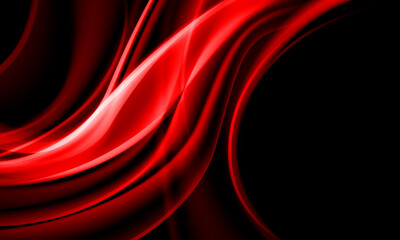 Poster - Abstract red tone wave curve glossy on black background vector