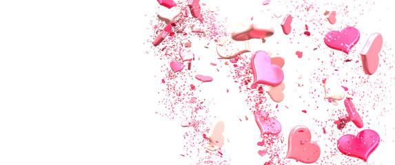 Aufkleber -  Red heart love confettis. Valentine's day falling
