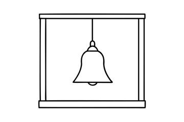 Poster - Simple line drawing of a bell hanging inside a frame