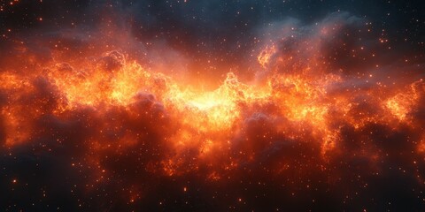 Wall Mural - Vibrant cosmic explosion illuminating interstellar clouds in a distant galaxy during a breathtaking celestial event