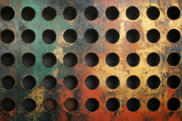 ultra quality image of background with metallic mesh and round holes