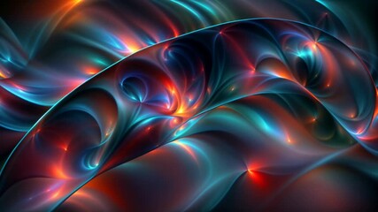 Wall Mural - Abstract fractal background with futuristic space, vivid waves, stars and rays. Loop animation, seamless endless footage.